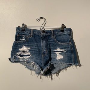 Ripped jean shorts